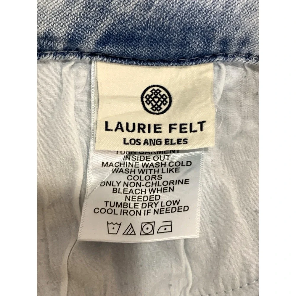 Laurie Felt Jeans Womens 8 29X26 Daisy‎ Denim Slim Crop Raw Hem Light Wash
